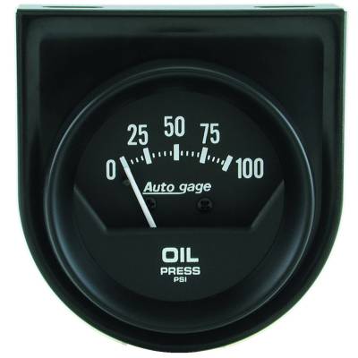 Auto Meter - Auto Meter Gauge Console; Oil Press; 2in.; 100psi; Mech; Short Sweep; Black; AutoGage 2360