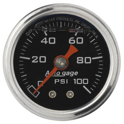 Auto Meter - Auto Meter Gauge; Pressure; 1.5in. direct mnt; 100psi; Liquid Filled Mech; Blk; 1/8in. NPTF 2174