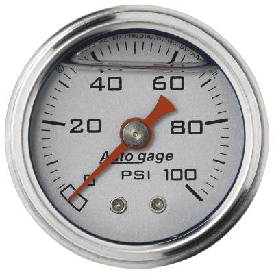 Auto Meter - Auto Meter Gauge; Pressure; 1.5in. direct mnt; 100psi; Liquid Filled Mech; Slvr; 1/8in. NPT 2180