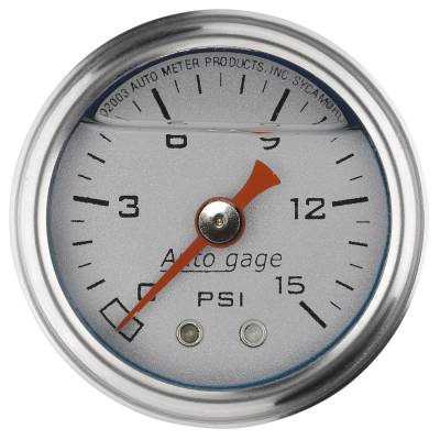 Auto Meter - Auto Meter Gauge; Pressure; 1.5in. direct mnt; 15psi; Liquid Filled Mech; Slvr; 1/8in. NPTF 2178