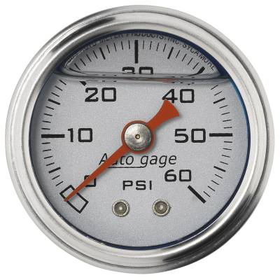 Auto Meter - Auto Meter Gauge; Pressure; 1.5in. direct mnt; 60psi; Liquid Filled Mech; Slvr; 1/8in. NPTF 2179