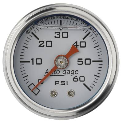 Auto Meter - Auto Meter Gauge; Pressure; 1.5in. direct mnt; 60psi; Liquid Filled Mech; Wht; 1/8in. NPTF 2176