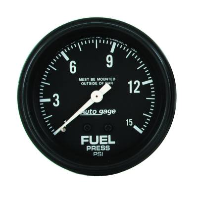 Auto Meter - Auto Meter Gauge; Fuel Pressure; 2 5/8in. 0-15psi; Mechanical; Black; AutoGage 2311