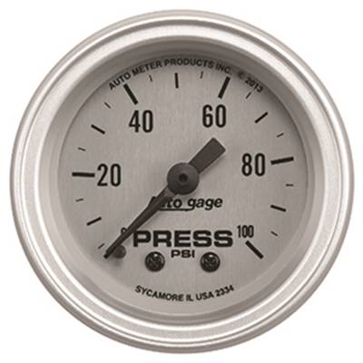 Auto Meter - Auto Meter Gauge Console; Pressure; 2 1/16in.; 100psi; SLVR Dial; SLVR Bezel; AutoGage 2334