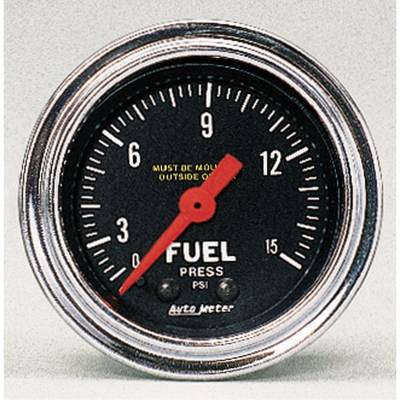 Auto Meter - Auto Meter Gauge; Fuel Pressure; 2 1/16in.; 15psi; Mechanical; Traditional Chrome 2411