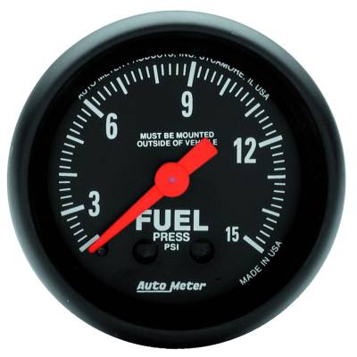 Auto Meter - Auto Meter Gauge; Fuel Press; 2 1/16in.; 15psi; Mechanical; Z Series 2603