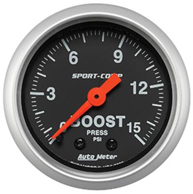 Auto Meter - Auto Meter Gauge; Boost; 2 1/16in.; 15psi; Mechanical; Sport-Comp 3302