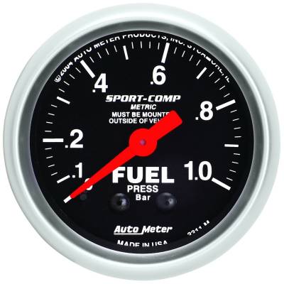 Auto Meter - Auto Meter Gauge; Fuel Pressure; 2 1/16in.; 1.0BAR; Mechanical; Sport-Comp 3311-M