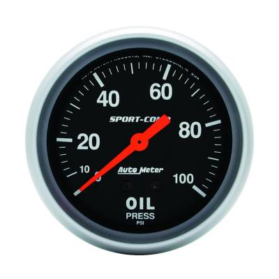 Auto Meter - Auto Meter Gauge; Oil Pressure; 2 5/8in.; 100psi; Mechanical; Sport-Comp 3421