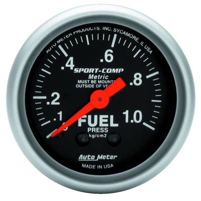 Auto Meter - Auto Meter Gauge; Fuel Pressure; 2 1/16in.; 1.0kg/cm2; Mechanical; Sport-Comp 3311-J