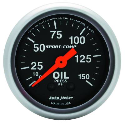 Auto Meter - Auto Meter Gauge; Oil Pressure; 2 1/16in.; 150psi; Mechanical; Sport-Comp 3323