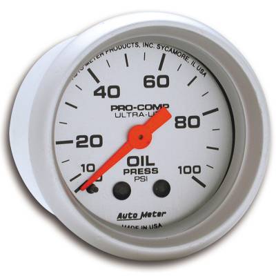 Auto Meter - Auto Meter Gauge; Oil Pressure; 2 1/16in.; 100psi; Mechanical; Ultra-Lite 4321