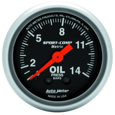 Auto Meter - Auto Meter Gauge; Oil Pressure; 2 1/16in.; 14kg/cm2; Mechanical; Sport-Comp 3322-J