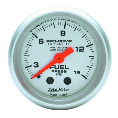 Auto Meter - Auto Meter Gauge; Fuel Pressure; 2 1/16in.; 15psi; Mechanical; Ultra-Lite 4311