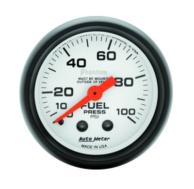 Auto Meter - Auto Meter Gauge; Fuel Pressure; 2 1/16in.; 100psi; Mechanical; Phantom 5712