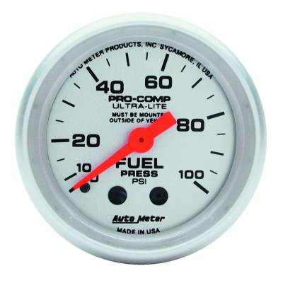 Auto Meter - Auto Meter Gauge; Fuel Pressure; 2 1/16in.; 100psi; Mechanical; Ultra-Lite 4312