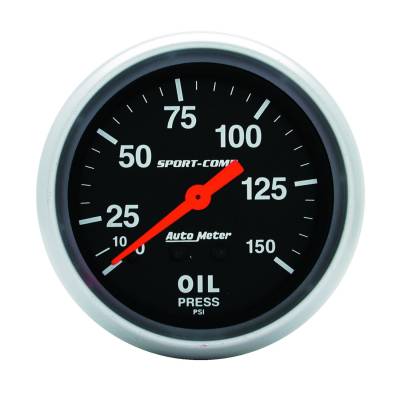 Auto Meter - Auto Meter Gauge; Oil Pressure; 2 5/8in.; 150psi; Mechanical; Sport-Comp 3423