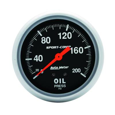 Auto Meter - Auto Meter Gauge; Oil Pressure; 2 5/8in.; 200psi; Mechanical; Sport-Comp 3422