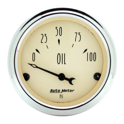 Auto Meter - Auto Meter Gauge; Oil Press; 2 1/16in.; 100psi; Elec; Antique Beige 1827