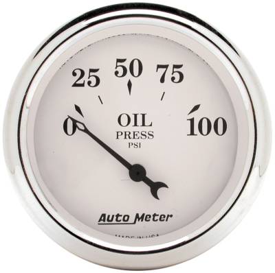 Auto Meter - Auto Meter Gauge; Oil Press; 2 1/16in.; 100psi; Elec; Old Tyme White 1628