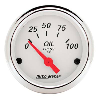 Auto Meter - Auto Meter Gauge; Oil Press; 2 1/16in.; 100psi; Elec; Arctic White 1327