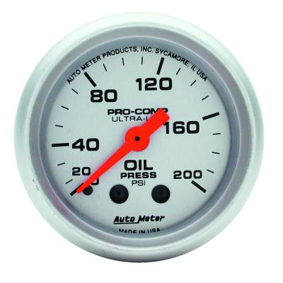 Auto Meter - Auto Meter Gauge; Oil Pressure; 2 1/16in.; 200psi; Mechanical; Ultra-Lite 4322