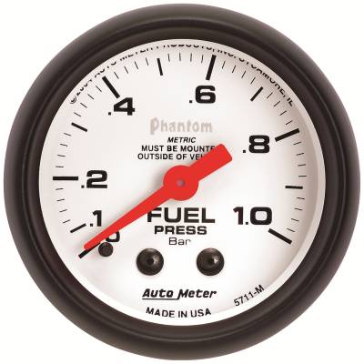 Auto Meter - Auto Meter Gauge; Fuel Pressure; 2 1/16in.; 1.0BAR; Mechanical; Phantom 5711-M