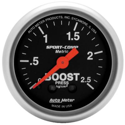 Auto Meter - Auto Meter Gauge; Boost; 2 1/16in.; 2.5kg/cm2; Mechanical; Sport-Comp 3304-J