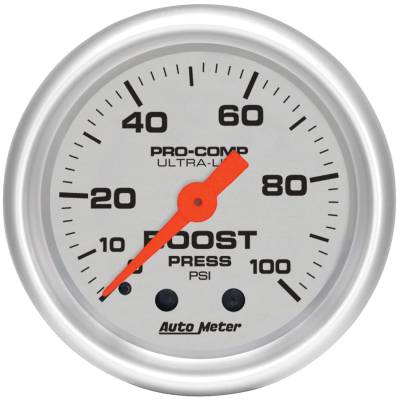 Auto Meter - Auto Meter Gauge; Boost; 2 1/16in.; 100psi; Mechanical; Ultra-Lite 4306