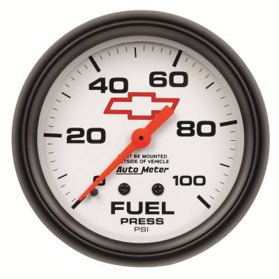 Auto Meter - Auto Meter Gauge; Fuel Press; 2 5/8in.; 100psi; Mechanical; GM Bowtie White 5812-00406