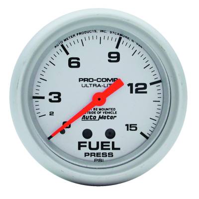 Auto Meter - Auto Meter Gauge; Fuel Pressure; 2 5/8in.; 15psi; Mechanical; Ultra-Lite 4411