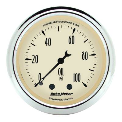 Auto Meter - Auto Meter Gauge; Oil Press; 2 1/16in.; 100psi; Mech; Antique Beige 1821