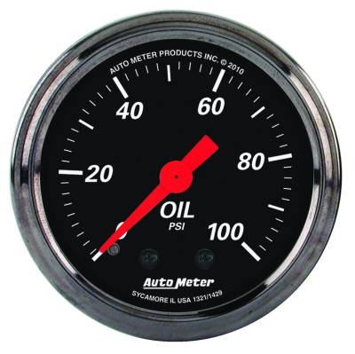 Auto Meter - Auto Meter Gauge; Oil Press; 2 1/16in.; 100psi; Mech; Designer Black 1429