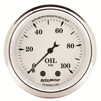 Auto Meter - Auto Meter Gauge; Oil Press; 2 1/16in.; 100psi; Mech; Old Tyme White 1621