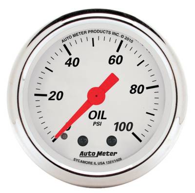 Auto Meter - Auto Meter Gauge; Oil Press; 2 1/16in.; 100psi; Mech; Arctic White 1321