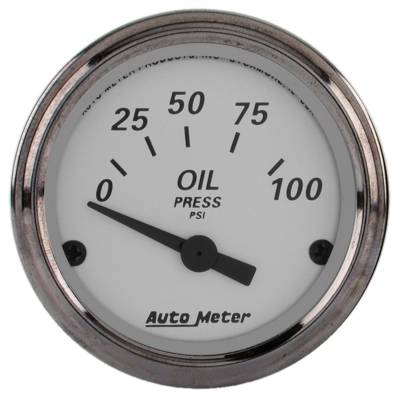 Auto Meter - Auto Meter Gauge; Oil Press; 2 1/16in.; 100psi; Elec; American Platinum 1928