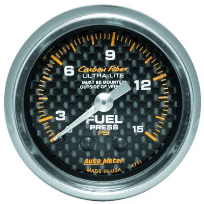 Auto Meter - Auto Meter Gauge; Fuel Pressure; 2 5/8in. 0-15psi; Mechanical; Carbon Fiber 4711