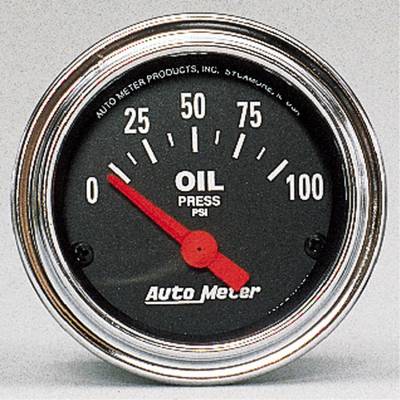 Auto Meter - Auto Meter Gauge; Oil Pressure; 2 1/16in.; 100psi; Electric; Traditional Chrome 2522