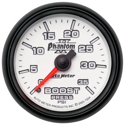 Auto Meter - Auto Meter Gauge; Boost; 2 1/16in.; 35psi; Mechanical; Phantom II 7504