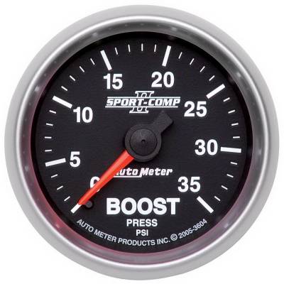 Auto Meter - Auto Meter Gauge; Boost; 2 1/16in.; 35psi; Mechanical; Sport-Comp II 3604