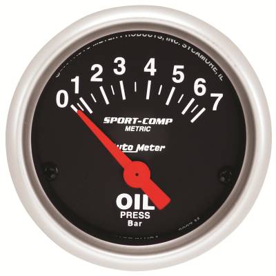 Auto Meter - Auto Meter Gauge; Oil Pressure; 2 1/16in.; 7 BAR; Electric; Sport-Comp 3327-M