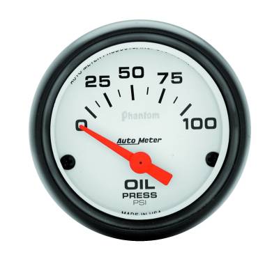 Auto Meter - Auto Meter Gauge; Oil Pressure; 2 1/16in.; 100psi; Electric; Phantom 5727