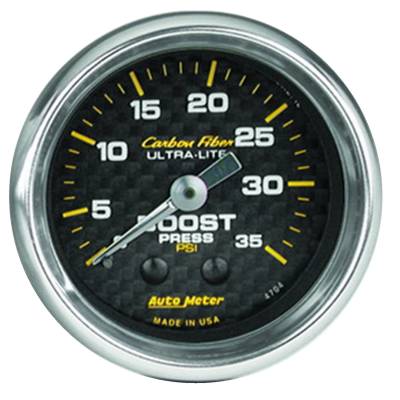Auto Meter - Auto Meter Gauge; Boost; 2 1/16in.; 35psi; Mechanical; Carbon Fiber 4704