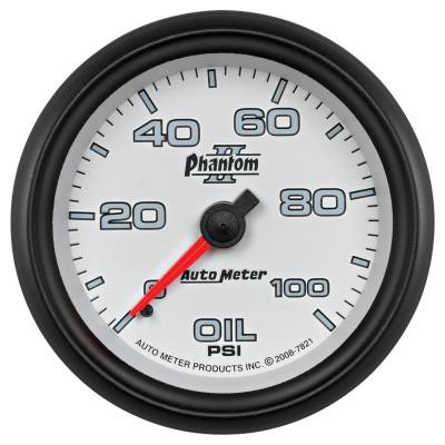 Auto Meter - Auto Meter Gauge; Oil Pressure; 2 5/8in.; 100psi; Mechanical; Phantom II 7821