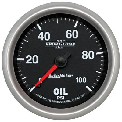 Auto Meter - Auto Meter Gauge; Oil Pressure; 2 5/8in.; 100psi; Mechanical; Sport-Comp II 7621