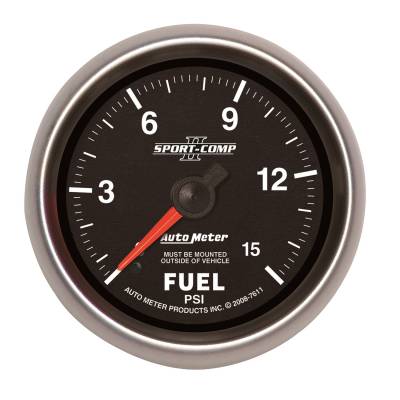 Auto Meter - Auto Meter Gauge; Fuel Pressure; 2 5/8in.; 15psi; Mechanical; Sport-Comp II 7611