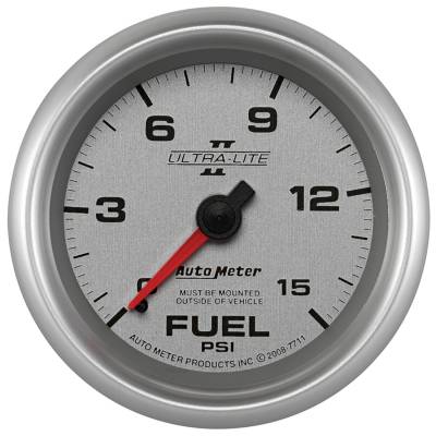 Auto Meter - Auto Meter Gauge; Fuel Pressure; 2 5/8in.; 15psi; Mechanical; Ultra-Lite II 7711