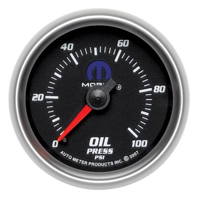 Auto Meter - Auto Meter Gauge; Oil Pressure; 2 1/16in.; 100psi; Mechanical; Black; Mopar 880014