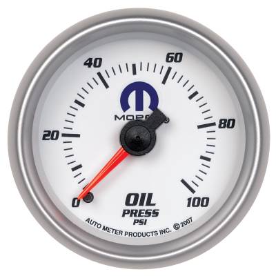 Auto Meter - Auto Meter Gauge; Oil Pressure; 2 1/16in.; 100psi; Mechanical; White; Mopar 880028