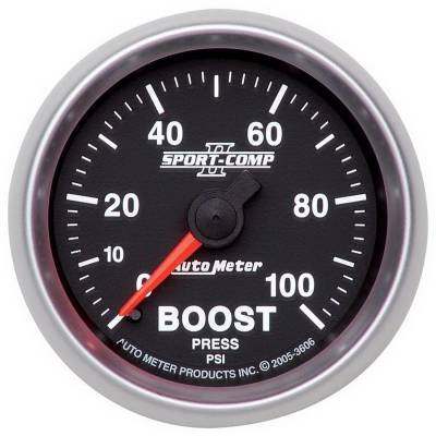 Auto Meter - Auto Meter Gauge; Boost; 2 1/16in.; 100psi; Mechanical; Sport-Comp II 3606